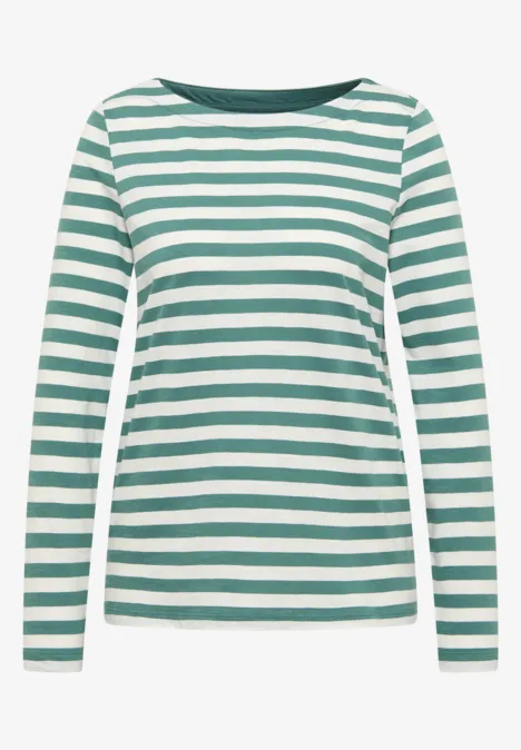 Gestreept basic shirt jewel green