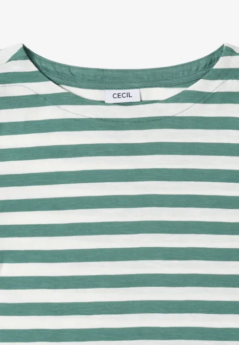 Gestreept basic shirt jewel green