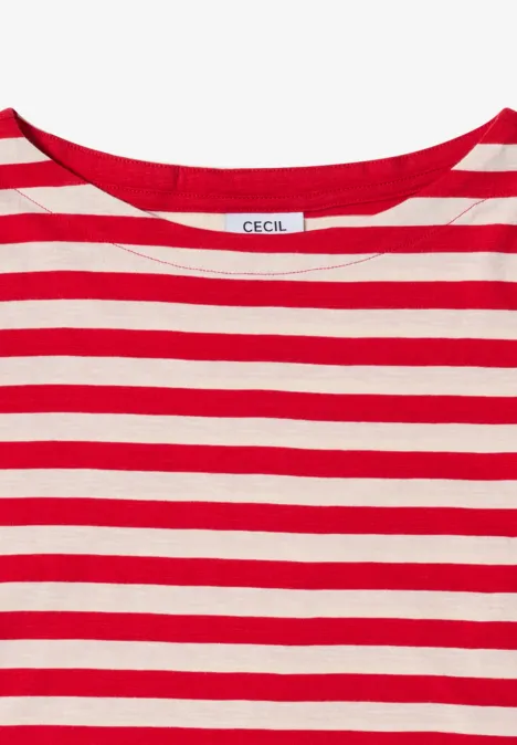 Gestreept basic shirt fiery red