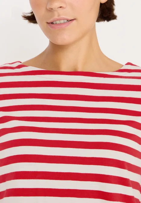 Gestreept basic shirt fiery red
