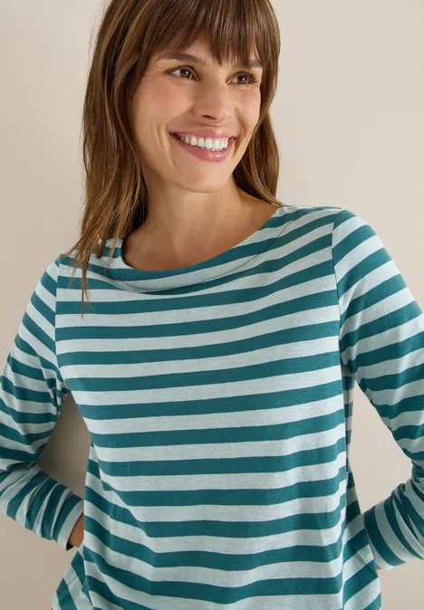 Gestreiftes Basic Shirt dark sea green
