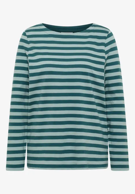 Gestreiftes Basic Shirt dark sea green