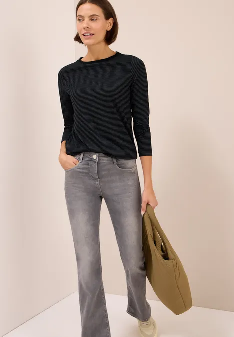 Shirt mit tonalen Streifen Black
