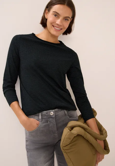 Shirt met ton-sur-ton strepen Black