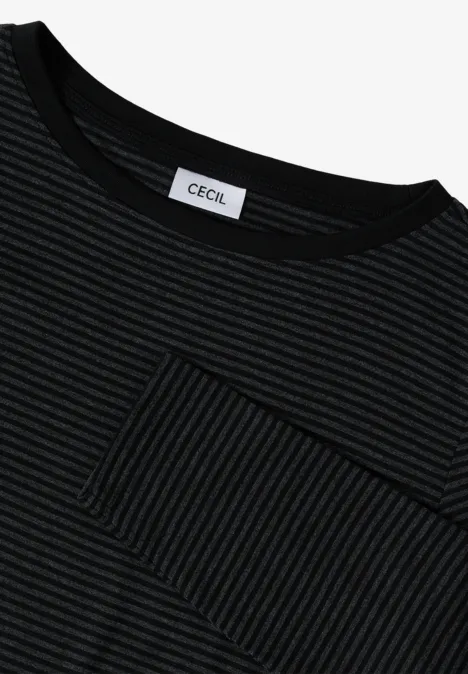 Shirt met ton-sur-ton strepen Black