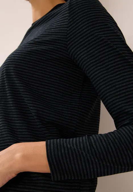 Shirt met ton-sur-ton strepen Black