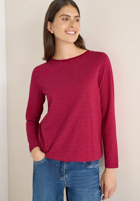 Shirt met ton-sur-ton strepen beaujolais red
