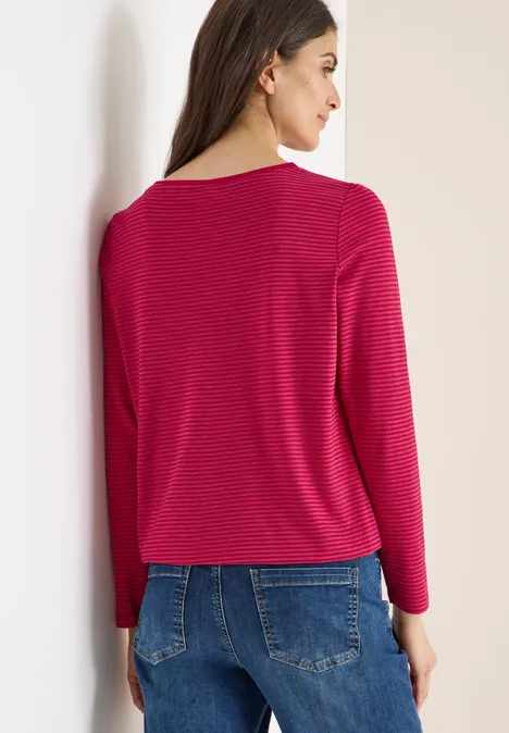 Shirt met ton-sur-ton strepen beaujolais red