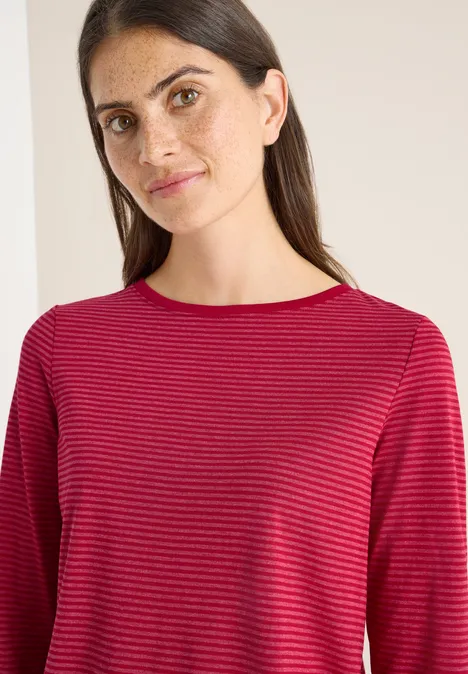 Shirt met ton-sur-ton strepen beaujolais red