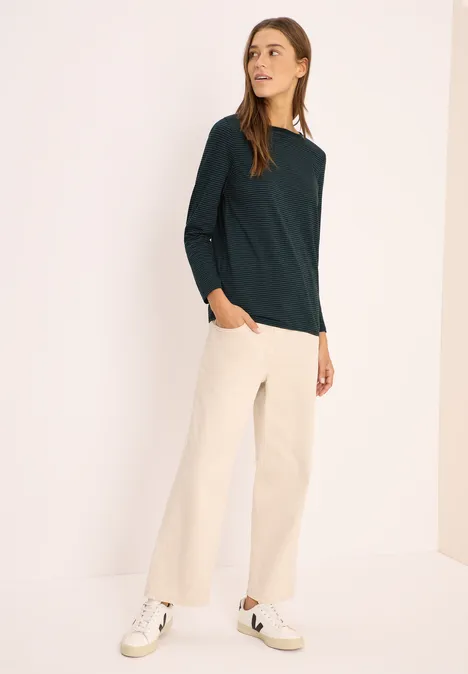 Shirt met ton-sur-ton strepen ink green