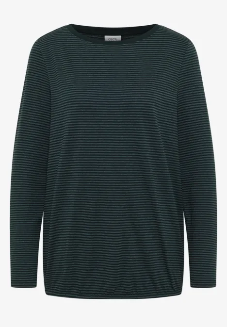 Shirt met ton-sur-ton strepen ink green