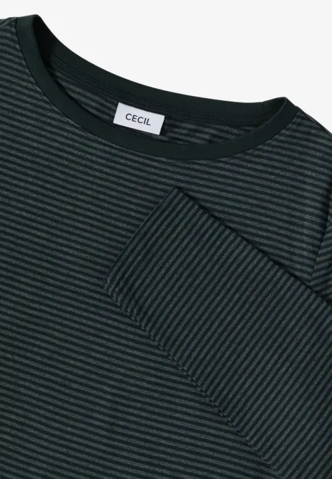 Shirt met ton-sur-ton strepen ink green