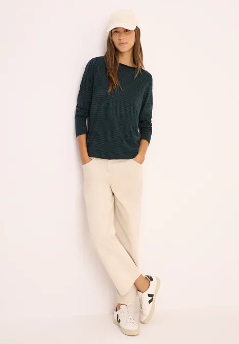 Shirt met ton-sur-ton strepen ink green