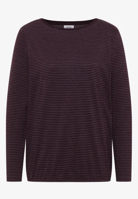 Shirt met ton-sur-ton strepen eggplant red