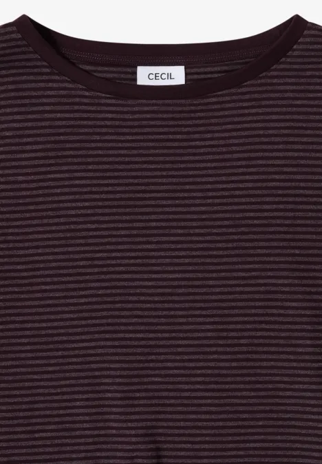 Shirt met ton-sur-ton strepen eggplant red