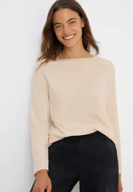 T-shirt à rayures tonales oat milk beige