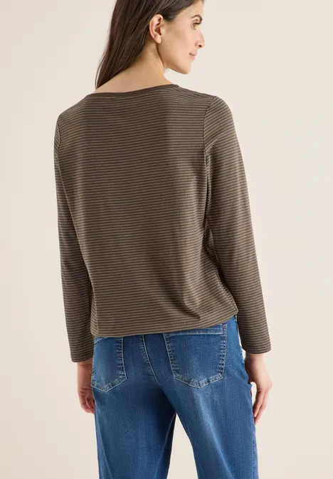 Shirt met ton-sur-ton strepen chocolate mousse
