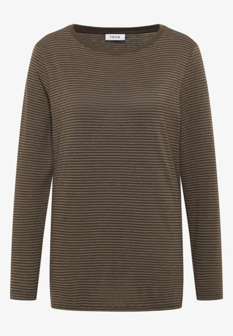 Shirt met ton-sur-ton strepen chocolate mousse