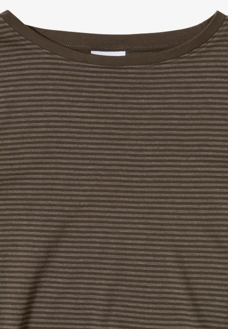 Shirt met ton-sur-ton strepen chocolate mousse