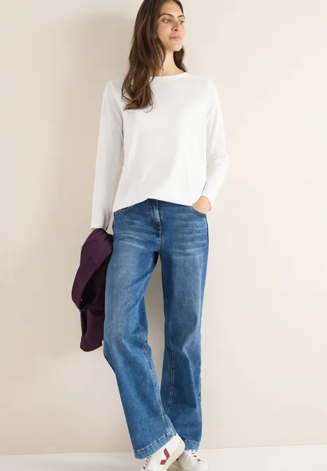 Shirt in Unifarbe vanilla white