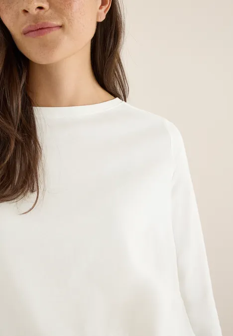 Shirt in Unifarbe vanilla white