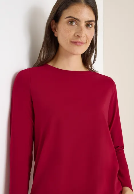 Shirt in Unifarbe beaujolais red