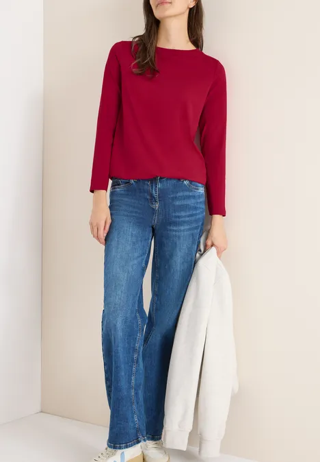 Shirt in Unifarbe beaujolais red