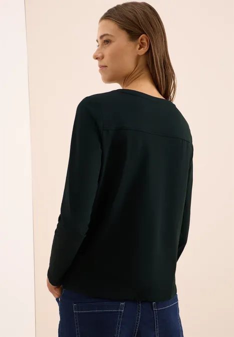 Shirt in Unifarbe ink green
