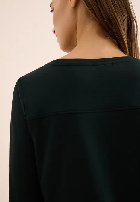 Shirt in Unifarbe ink green