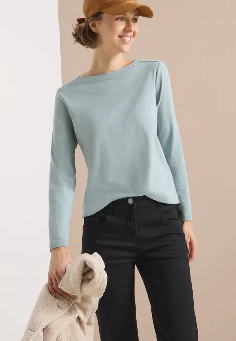 Shirt in Unifarbe light mint blue
