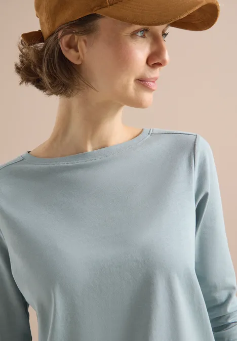 Shirt in Unifarbe light mint blue