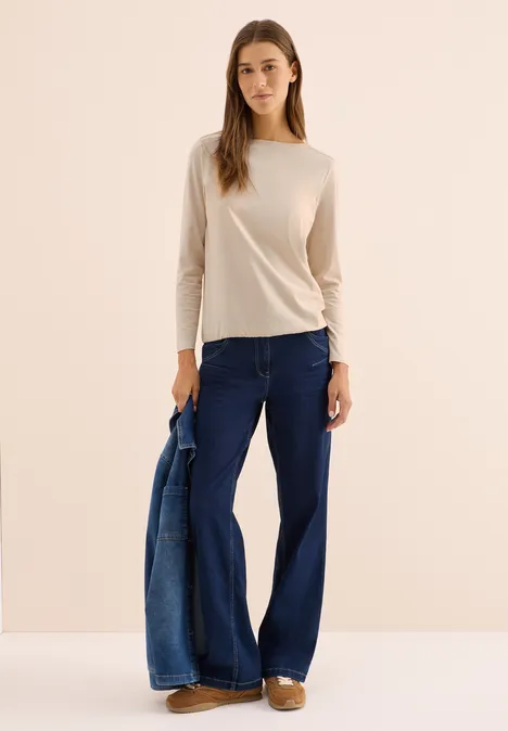 Shirt in Unifarbe oat milk beige