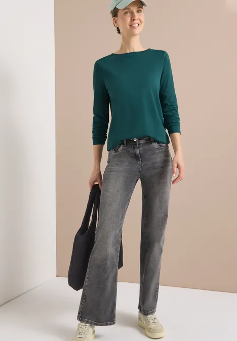 Shirt in Unifarbe dark sea green