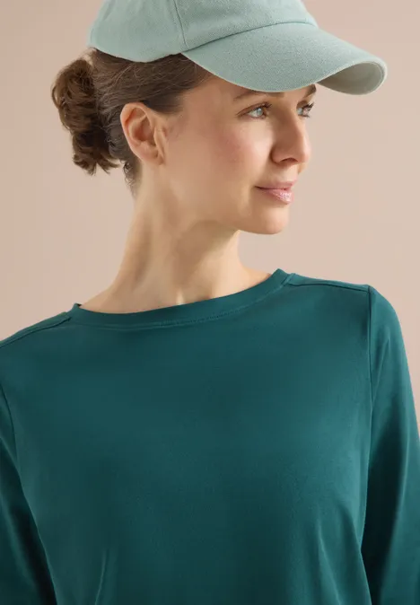 Shirt in Unifarbe dark sea green