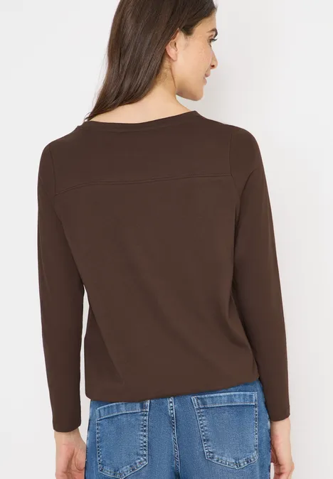 Shirt in Unifarbe chocolate mousse