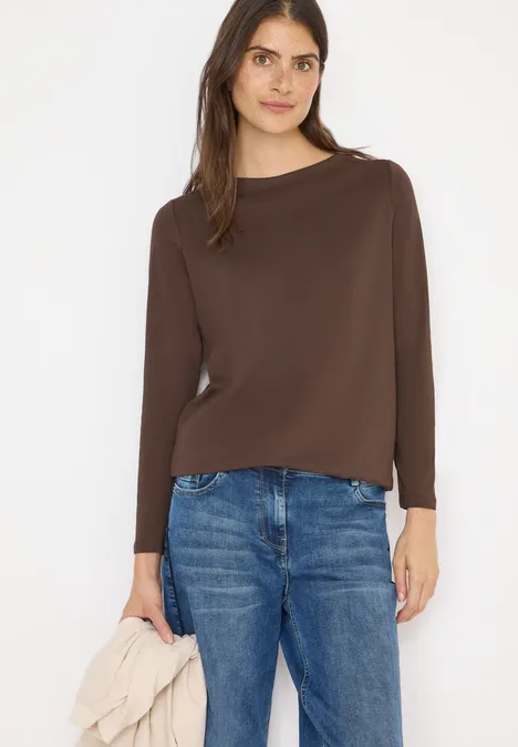 Shirt in Unifarbe chocolate mousse