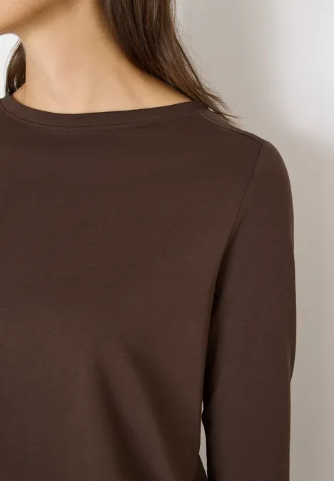 Shirt in Unifarbe chocolate mousse