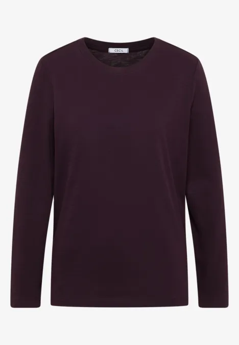 Basic Rundhalsshirt eggplant red