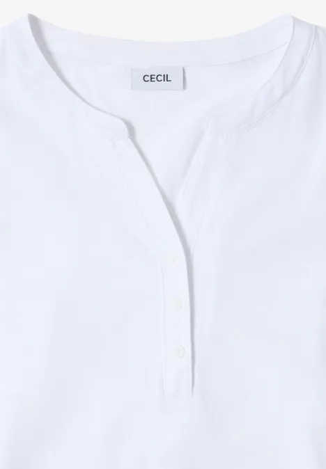 Split Neck Langarmshirt White
