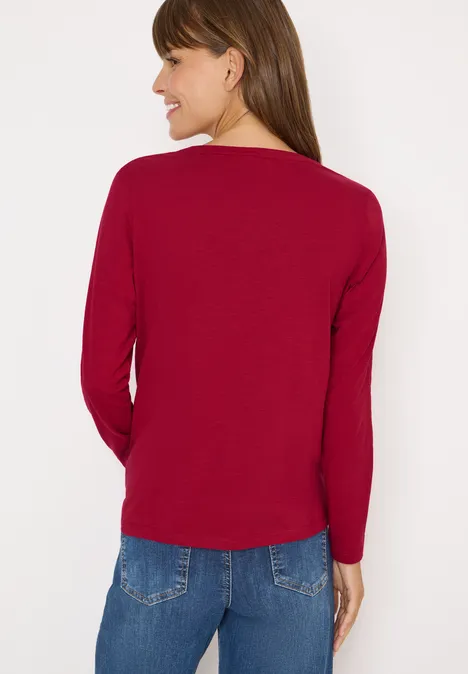 Split Neck Langarmshirt beaujolais red