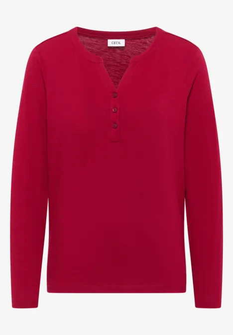 Split Neck Langarmshirt beaujolais red