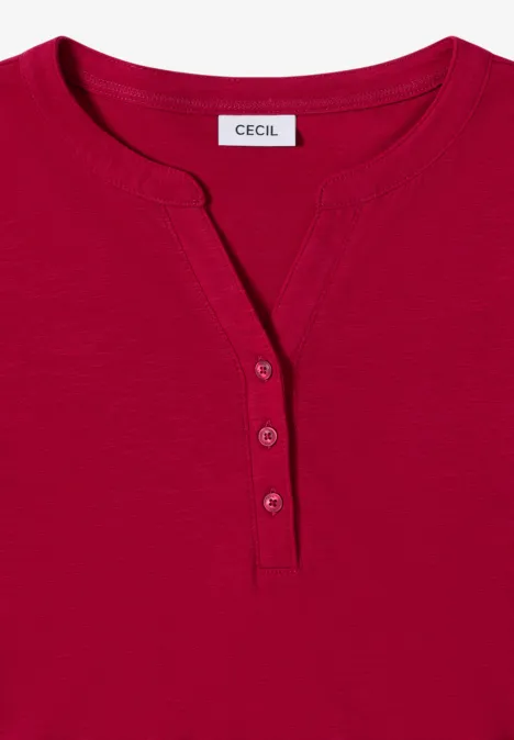 Split Neck Langarmshirt beaujolais red