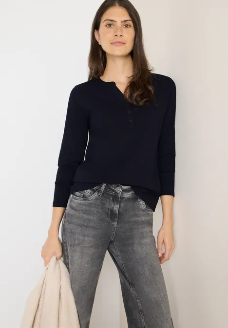 Shirt met lange mouwen met gespleten hals urban dark blue