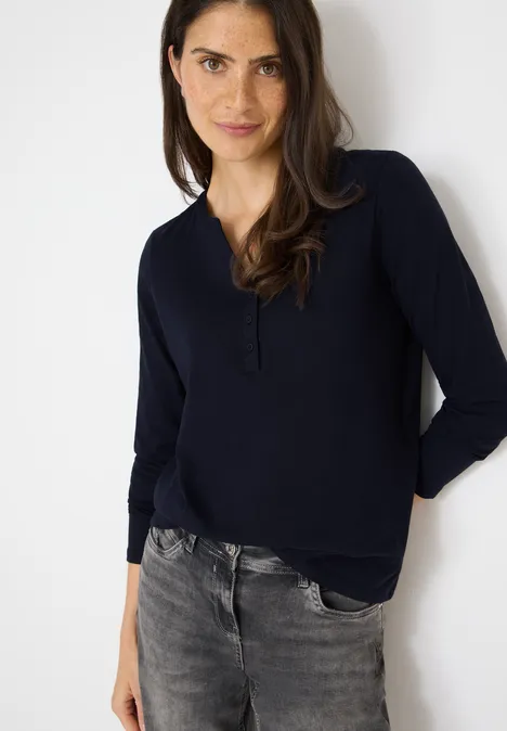Shirt met lange mouwen met gespleten hals urban dark blue