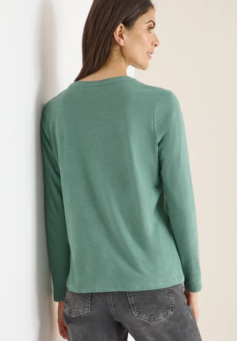 Shirt met lange mouwen met gespleten hals jewel green