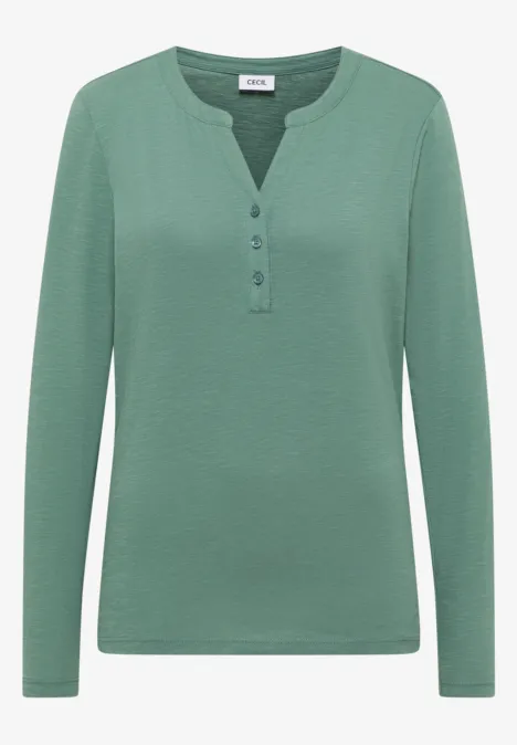 Shirt met lange mouwen met gespleten hals jewel green