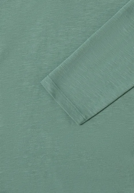 Shirt met lange mouwen met gespleten hals jewel green