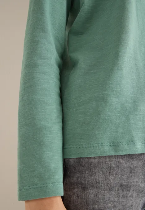 Shirt met lange mouwen met gespleten hals jewel green