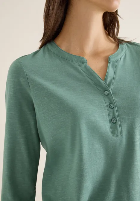 Shirt met lange mouwen met gespleten hals jewel green