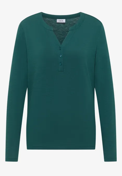 Shirt met lange mouwen met gespleten hals dark sea green